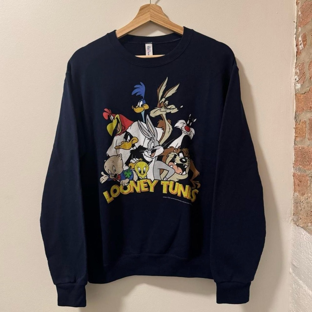 Jerzees Looney Tunes Crewneck Sweater | Navy Blue | Size S | No Flaws